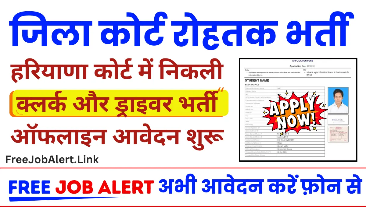Rohtak Court Clerk Driver Vacancy 2024: हरियाणा कोर्ट में निकली क्लर्क और ड्राइवर भर्ती आवेदन शुरू